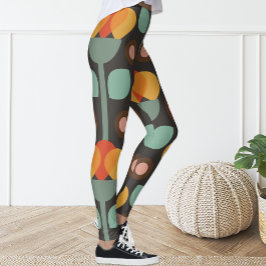 Leggering av Blommigt för av retro Groovy Geometr Leggings