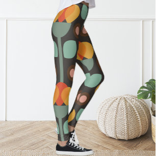 Leggering av Blommigt för  av retro Groovy Geometr Leggings