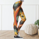 Leggering av Blommigt för  av retro Groovy Geometr Leggings<br><div class="desc">Leggings adorned retro mönster.</div>
