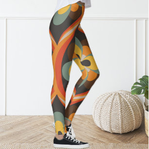Leggering av Blommigt för  av retro Groovy Geometr Leggings