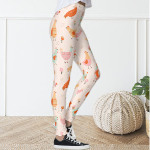 Leggering av Blommigt från Cute Rosa Blue Hen Chic Leggings