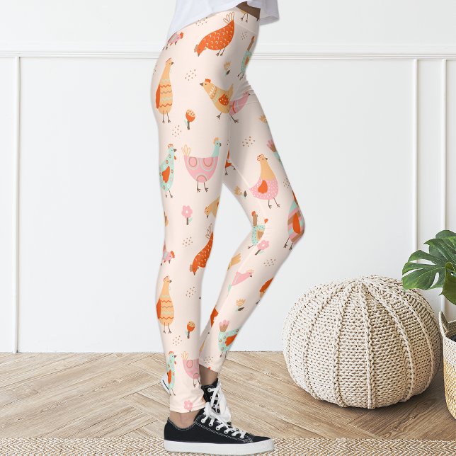 Leggering av Blommigt från Cute Rosa Blue Hen Chic Leggings (Skapare uppladdad)