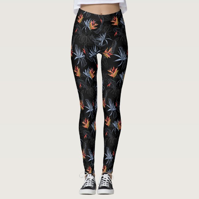 Leggering av exotiska Blommigtar för kvinnor Leggings (Framsida)