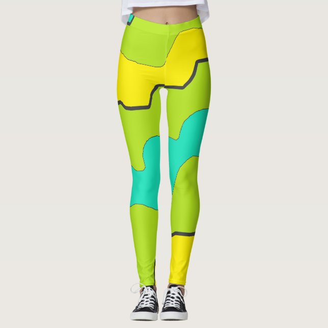 Leggering av kalkgrönt, skalat och Gult Leggings (Framsida)