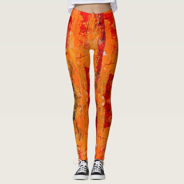 Leggering av lätt Orange Abstrakt Leggings (Framsida)