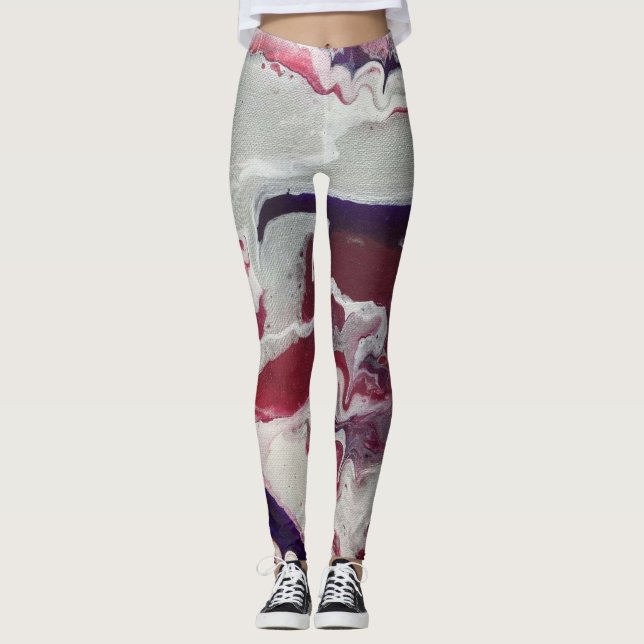 Leggering av rosa och Lila Abstrakt Leggings (Framsida)