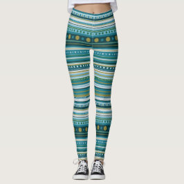 Leggering av stamblåblått Mönster Rand Leggings