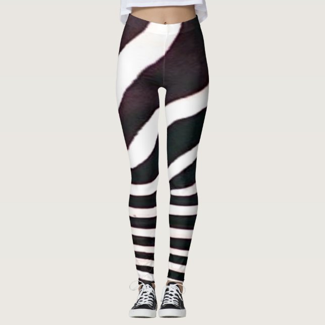 Leggering av Zebra Black och White Rand Leggings (Framsida)