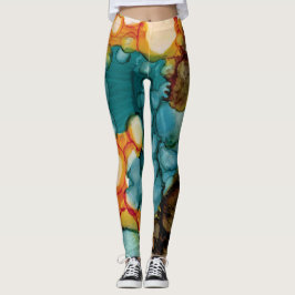 Leggeringar av Bright Teal Abstrakt Leggings