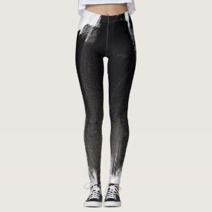 Leggeringar av svart och vit Abstrakt Stänk Leggings