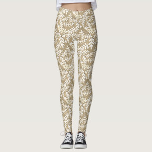 Leggeringar av tenn och vit Löv Leggings