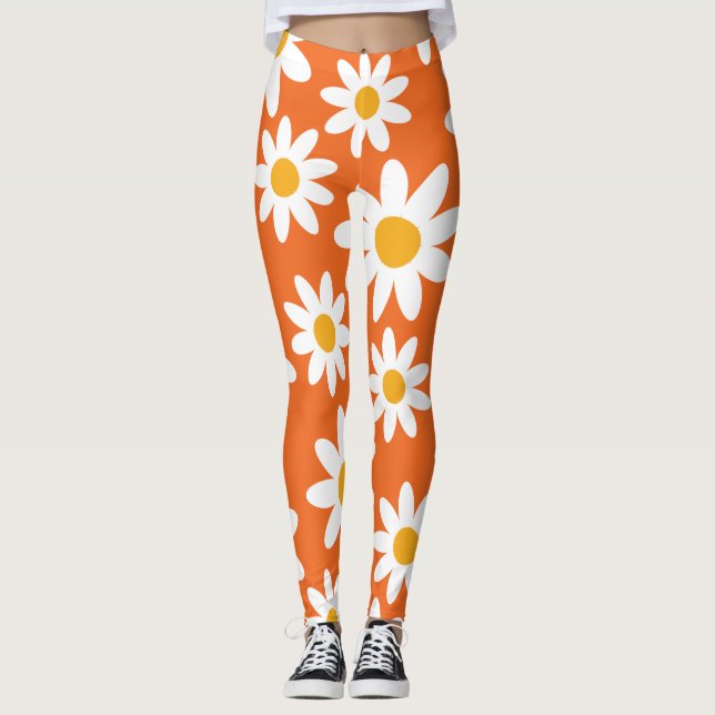 Leggeringar i Retro Daisy Mönster Leggings (Framsida)