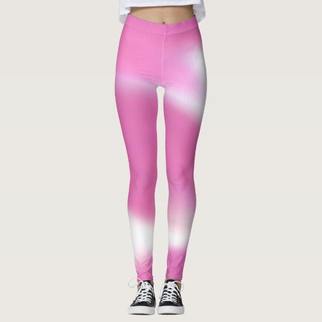 Leggeringar med abstraktens rosa och vit utformnin leggings (Framsida)