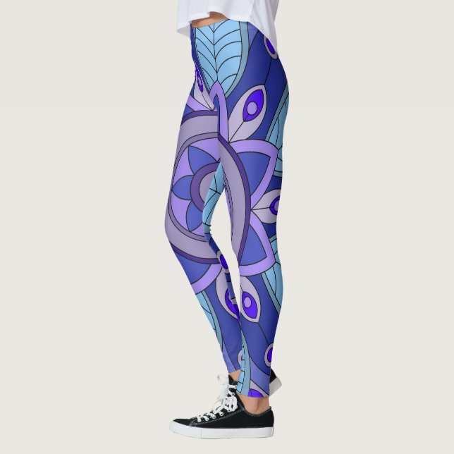 Leggeringar med blå konst leggings (Vänster)