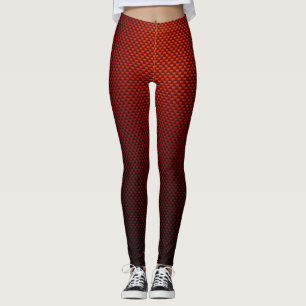 Leggeringar med röd rost, svart kolfiber mönster leggings