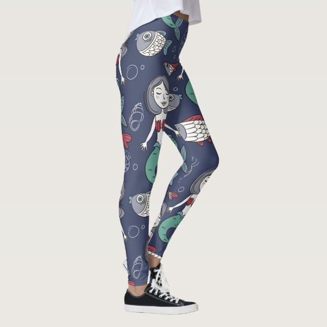 Leggerna Cute Sjöjungfru Mönster Leggings (Höger)