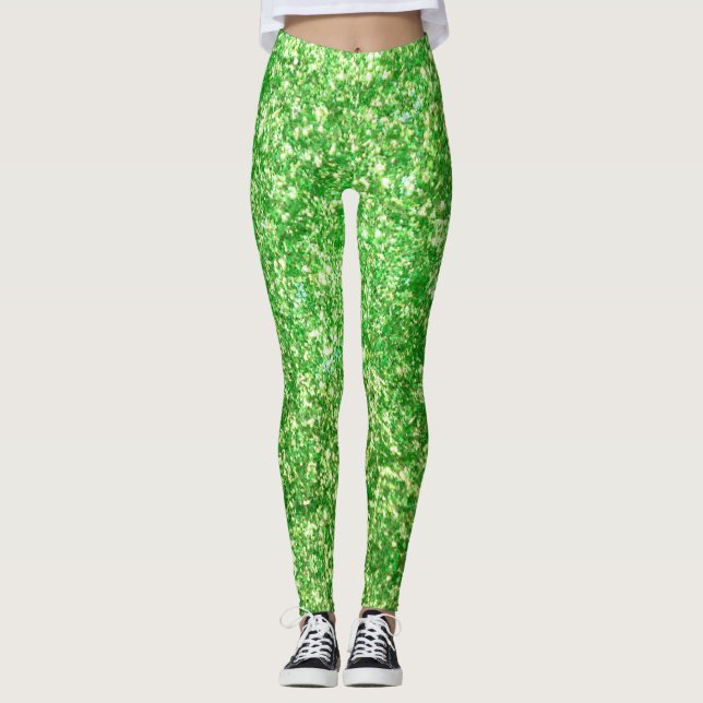 Leggerna grönt Glitter Leggings (Framsida)