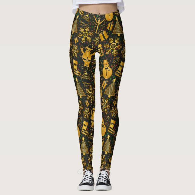 Leggerna guld snögubbe leggings (Framsida)
