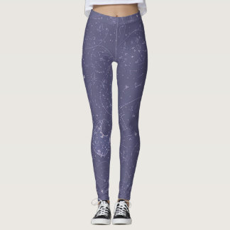 Legging Azul Noche con Líneas y Garabatos Cósmicos