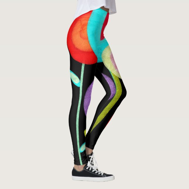 Legging - Stor Blommig Svart - Rupydetequila (Höger)