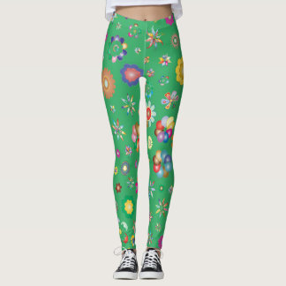 Legging vert Multi fleurs