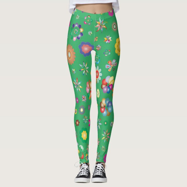 Legging vert Multi fleurs (Framsida)