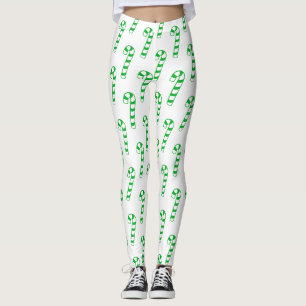 Leggingar - Grönt, stripe-Polkagrisar Leggings