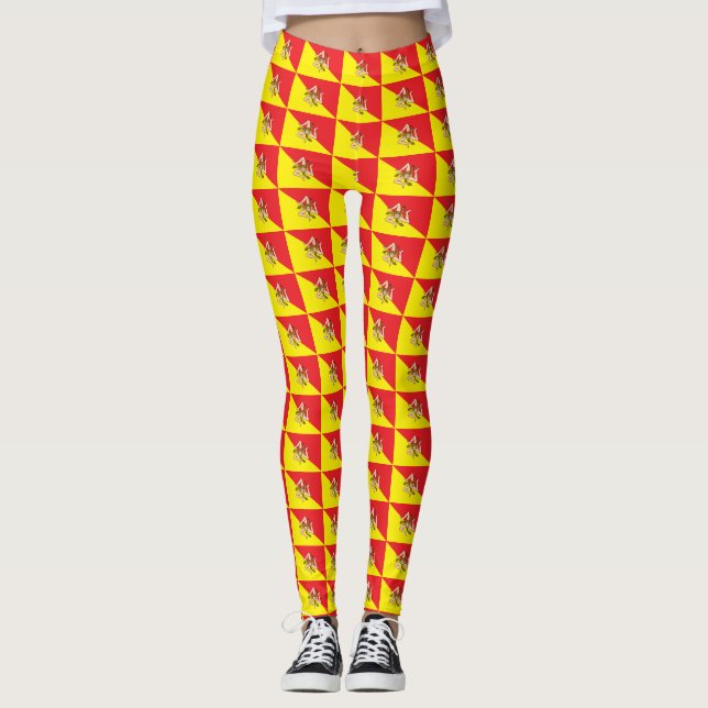 Leggingar med flagga av Sicilien, Italien Leggings (Framsida)