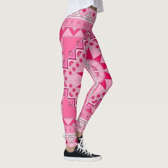 Leggingar med rosa avslappnad art leggings (Höger)