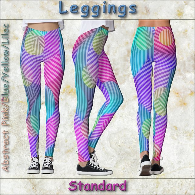 LEGGINGER - Abstraktens Rosa/Blue/Gult/Lilac Leggings (Skapare uppladdad)