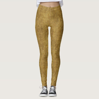 Leggings Abstrakt Guld och Ockra Koncentriska Ring