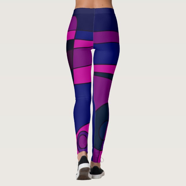 Leggings Abstrakt Surfing Deep Rosa Blue (Baksida)