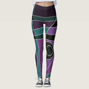 Leggings Abstrakt Surfing Teal Lila