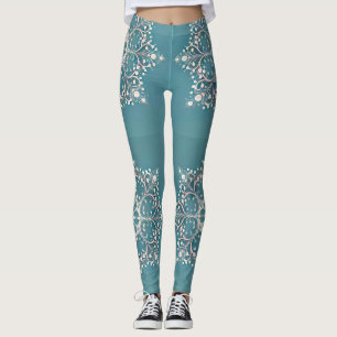 Leggings ~ Aqua och vitt mönster ~