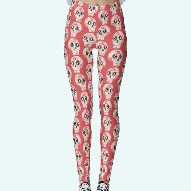 Leggings av mexikanskt socker från Skull Day of th (Sugar Skull Day of the Dead leggings)