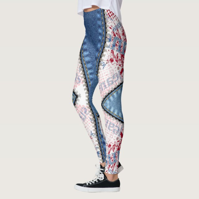 Leggings azul jeans con cortes (Vänster)