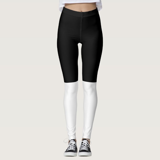 Leggings bicolor, negro y blanco (Framsida)