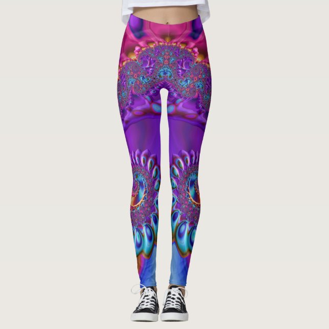 Leggings ~ blå lila rosa ~ Original (Framsida)