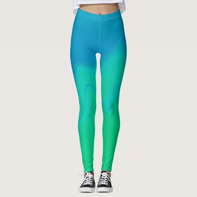 Leggings ~ blå och grön (Framsida)