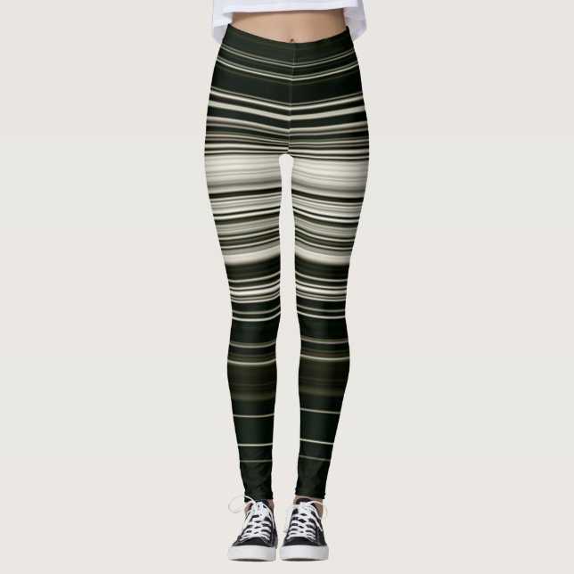 Leggings/Black and White Rand Leggings (Framsida)