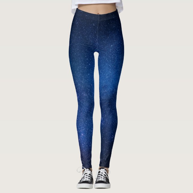 Leggings - blauer Nachthimmel, Sterne, Galaxie (Framsida)