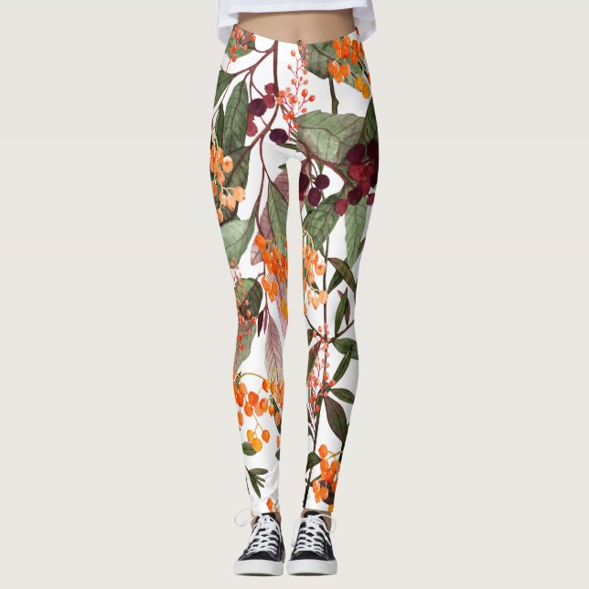 Leggings - Blommigt vattenfärg mönster (Framsida)
