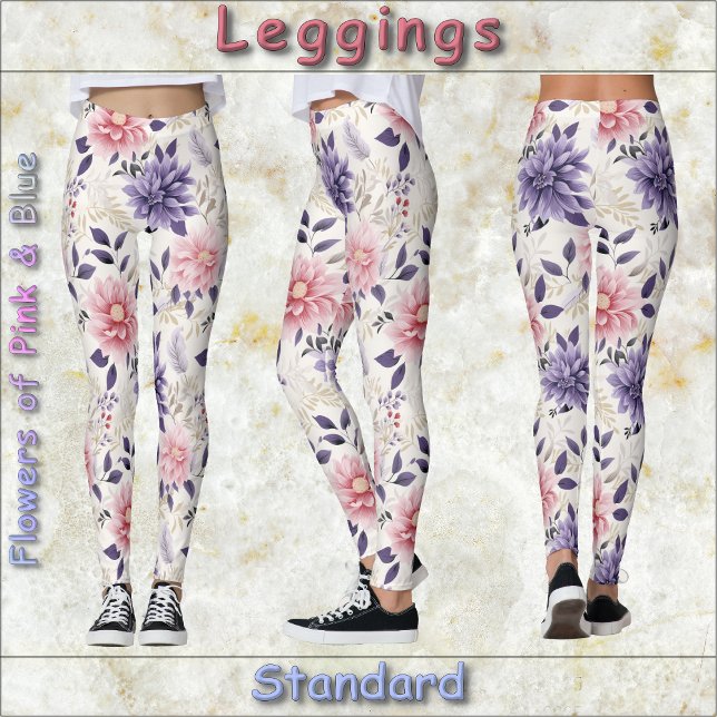 LEGGINGS - Blommor av Rosa och blått (Skapare uppladdad)