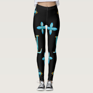 Leggings Blue Guld i Mönster