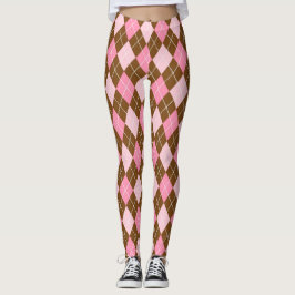 Leggings by Sol Goddes - Brown and Rosa Diamonds