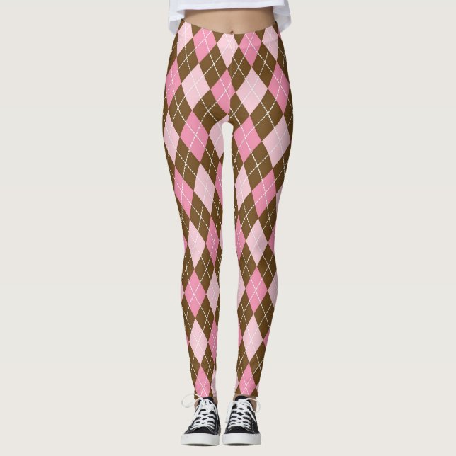Leggings by Sol Goddes - Brown and Rosa Diamonds (Framsida)