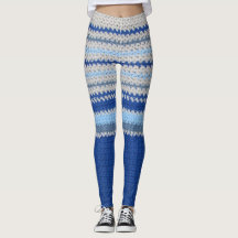 Leggings - Crochet Rand i Blue