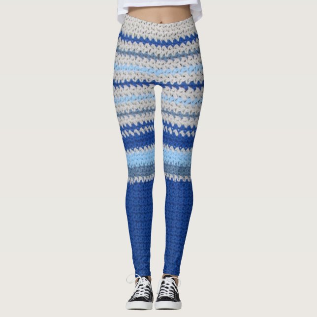 Leggings - Crochet Rand i Blue (Framsida)