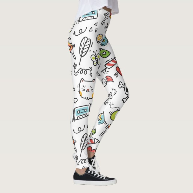 Leggings Cute Kawaii Mönster (Höger)