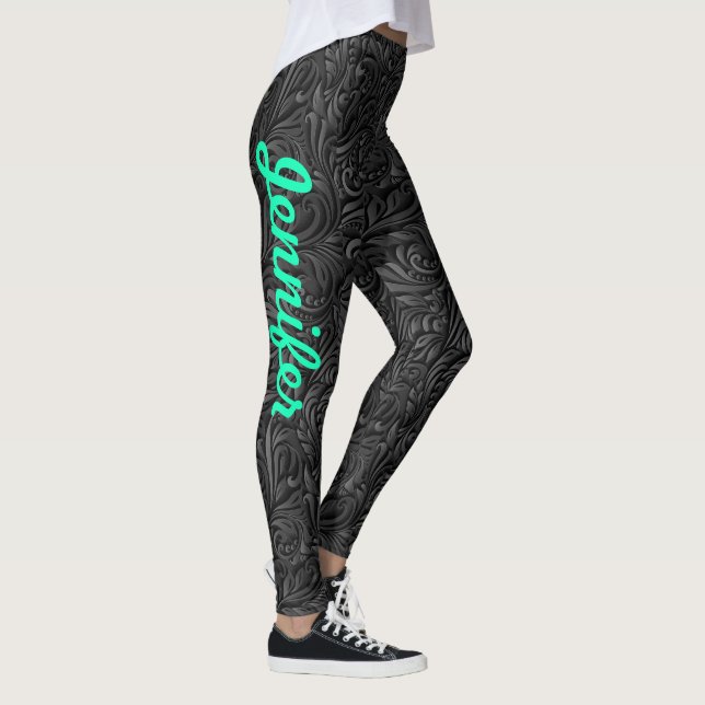 Leggings DITT NAMN Black Paisley Exercise Byxor (Höger)